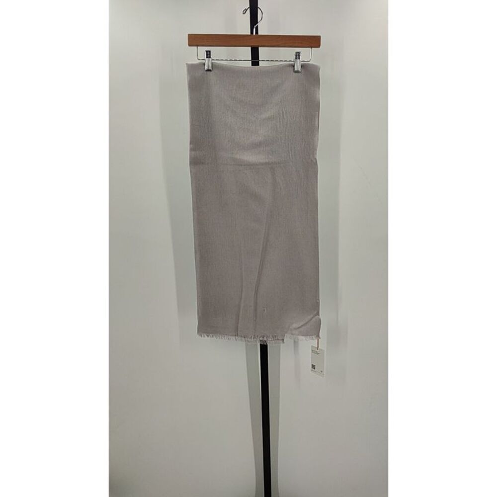 Quince Womens Featherweight Cashmere Silk Frayed Edge Scarf Light Grey One Size